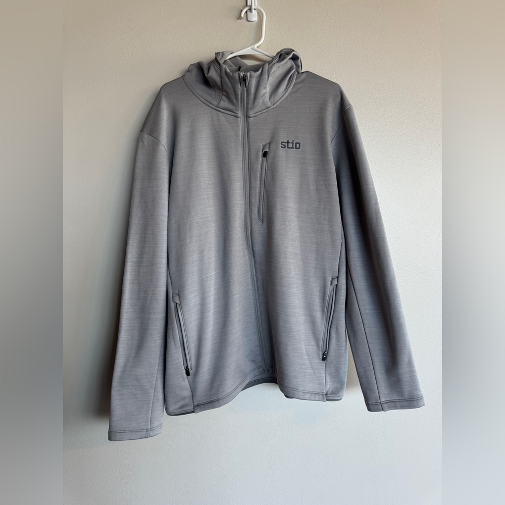 Stio Mens Glide Power Stretch Full Zip Hoodie XL Alloy Heather Gray NWT